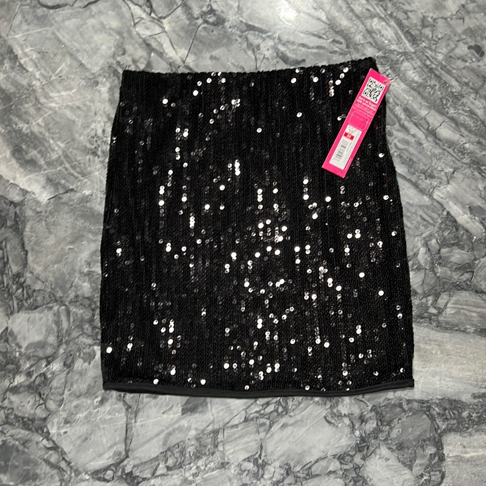 Black Sequin Mini Skirt